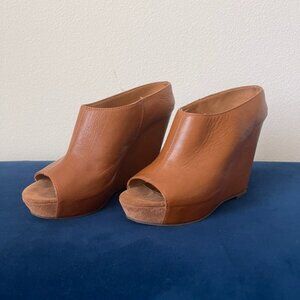 STEVEN - Brown Leather Wedges